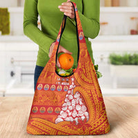 French Polynesia Christmas Grocery Bag Seashell Xmas Tree Tribal Waves - Polynesian Pride