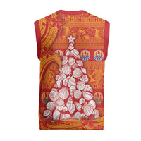 French Polynesia Christmas Knitted V-Neck Vest Seashell Xmas Tree Tribal Waves - Polynesian Pride