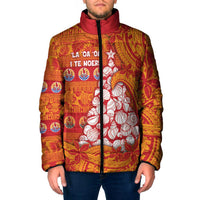 French Polynesia Christmas Padded Jacket Seashell Xmas Tree Tribal Waves - Polynesian Pride