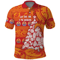 French Polynesia Christmas Polo Shirt Seashell Xmas Tree Tribal Waves - Polynesian Pride