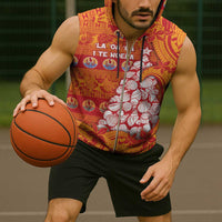 French Polynesia Christmas Sleeveless Zip Hoodie Seashell Xmas Tree Tribal Waves - Polynesian Pride