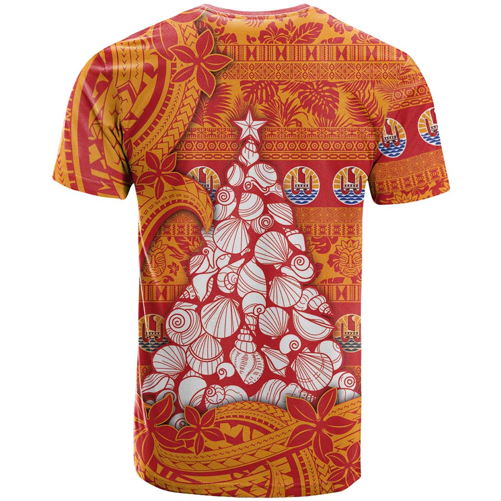 French Polynesia Christmas T Shirt Seashell Xmas Tree Tribal Waves - Polynesian Pride