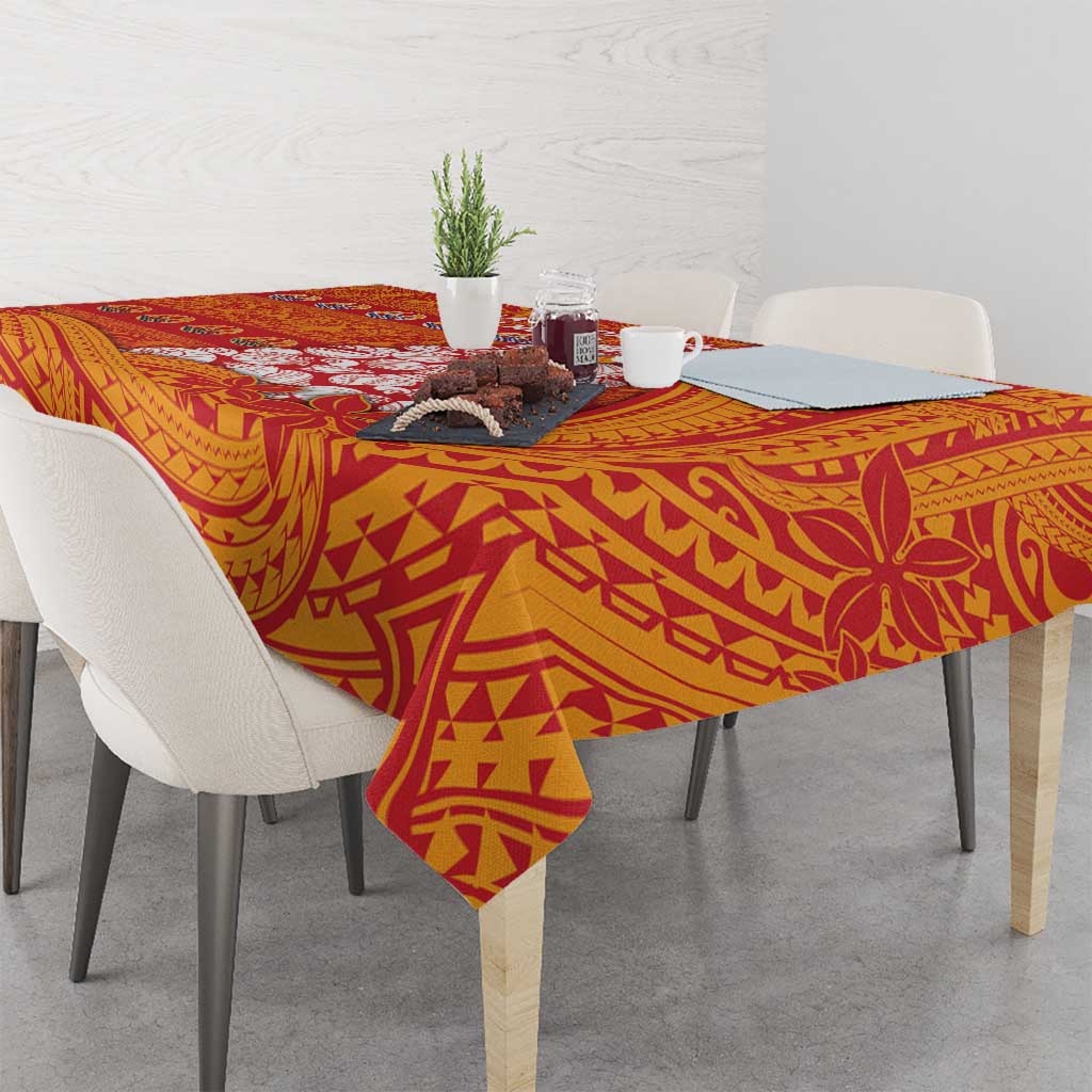 French Polynesia Christmas Tablecloth Seashell Xmas Tree Tribal Waves - Polynesian Pride
