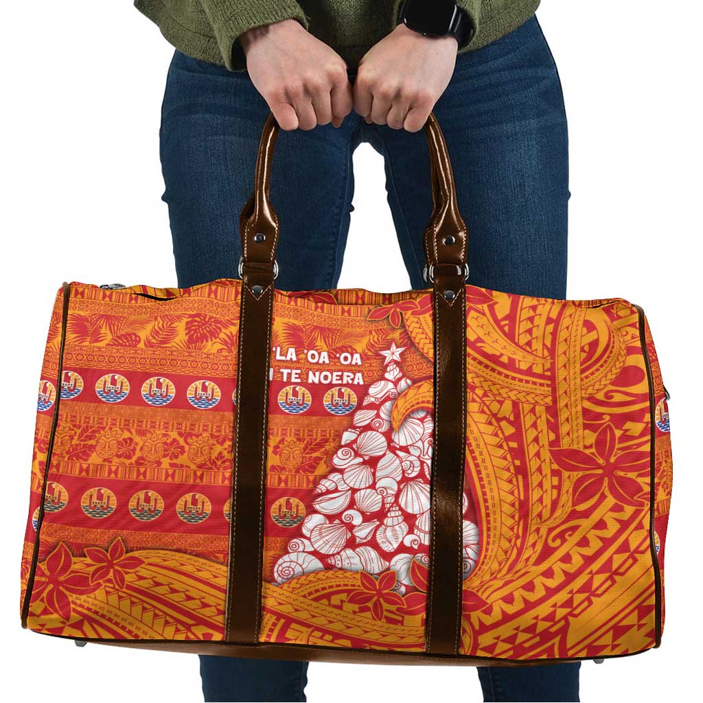 French Polynesia Christmas Travel Bag Seashell Xmas Tree Tribal Waves - Polynesian Pride