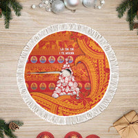 French Polynesia Christmas Tree Skirt Seashell Xmas Tree Tribal Waves - Polynesian Pride