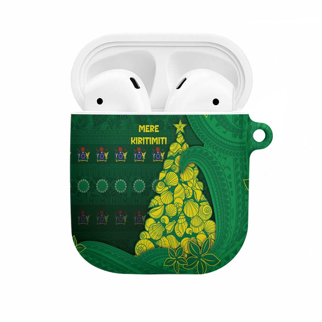 Cook Islands Christmas AirPods Case Seashell Xmas Tree Tribal Waves - Polynesian Pride