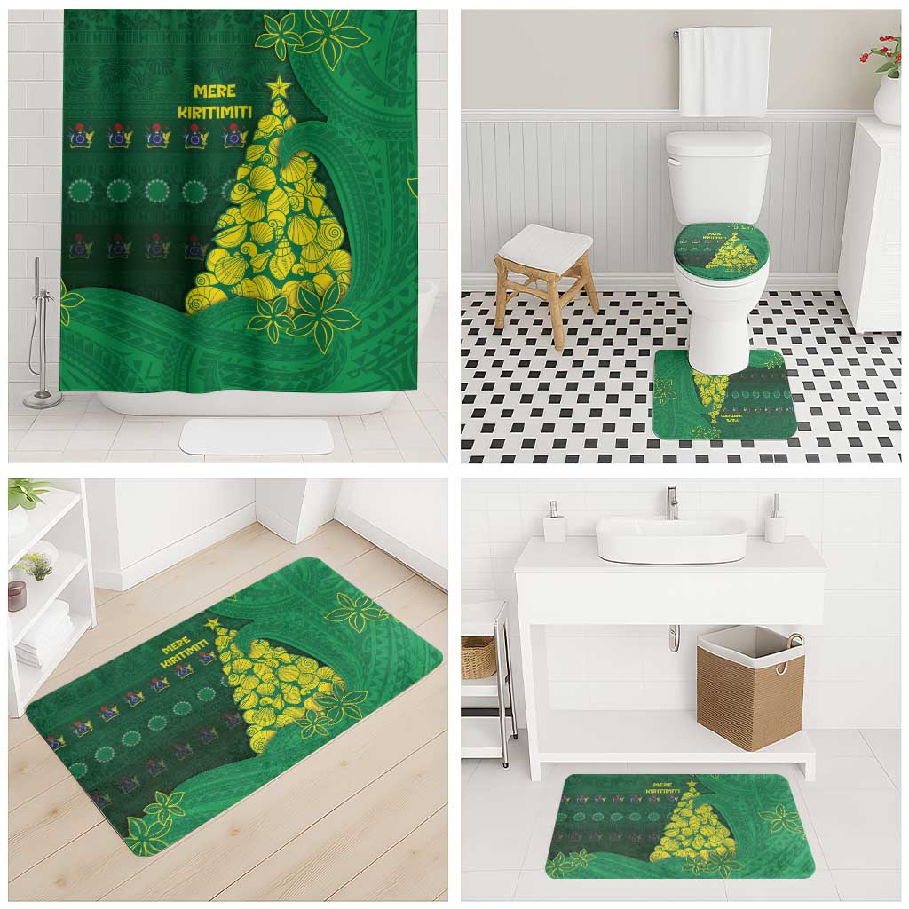 Cook Islands Christmas Bathroom Set Seashell Xmas Tree Tribal Waves - Polynesian Pride