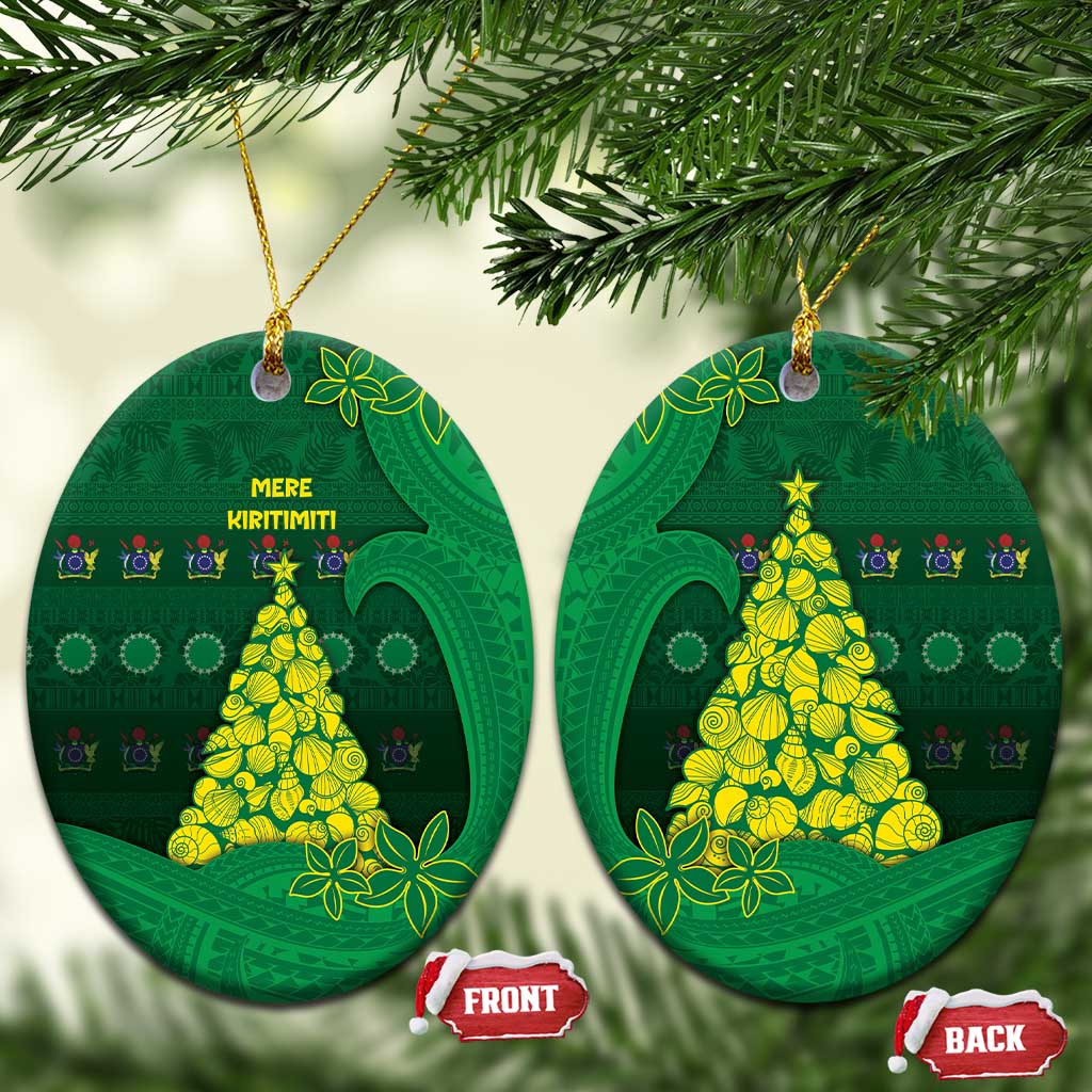 Cook Islands Christmas Ceramic Ornament Seashell Xmas Tree Tribal Waves - Polynesian Pride