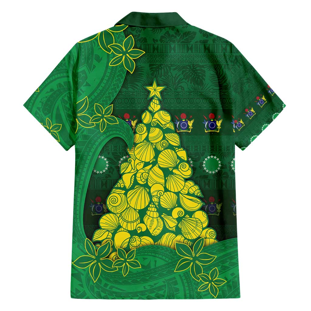 Cook Islands Christmas Family Matching Long Sleeve Bodycon Dress and Hawaiian Shirt Seashell Xmas Tree Tribal Waves - Polynesian Pride