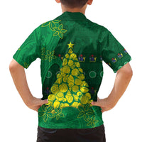 Cook Islands Christmas Family Matching Off The Shoulder Long Sleeve Dress and Hawaiian Shirt Seashell Xmas Tree Tribal Waves - Polynesian Pride