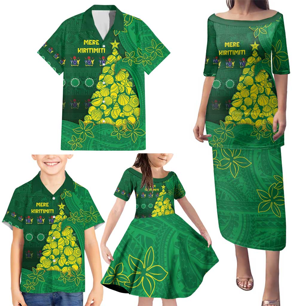 Cook Islands Christmas Family Matching Puletasi and Hawaiian Shirt Seashell Xmas Tree Tribal Waves - Polynesian Pride