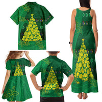 Cook Islands Christmas Family Matching Tank Maxi Dress and Hawaiian Shirt Seashell Xmas Tree Tribal Waves - Polynesian Pride