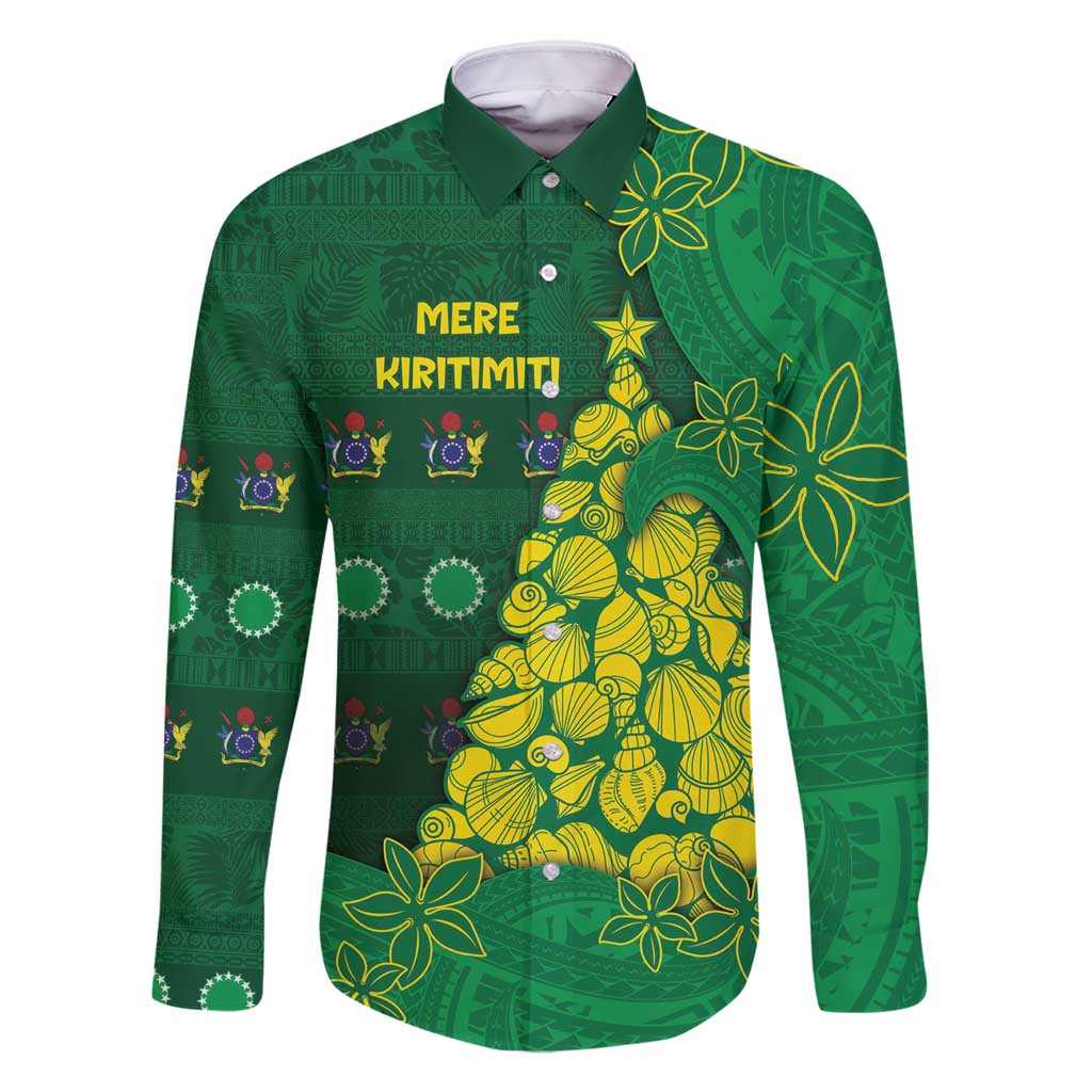 Cook Islands Christmas Family Matching Tank Maxi Dress and Hawaiian Shirt Seashell Xmas Tree Tribal Waves - Polynesian Pride