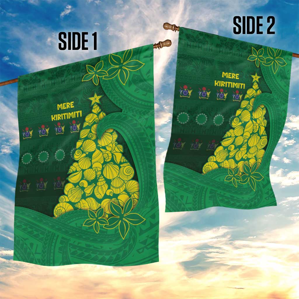 Cook Islands Christmas Garden Flag Seashell Xmas Tree Tribal Waves - Polynesian Pride