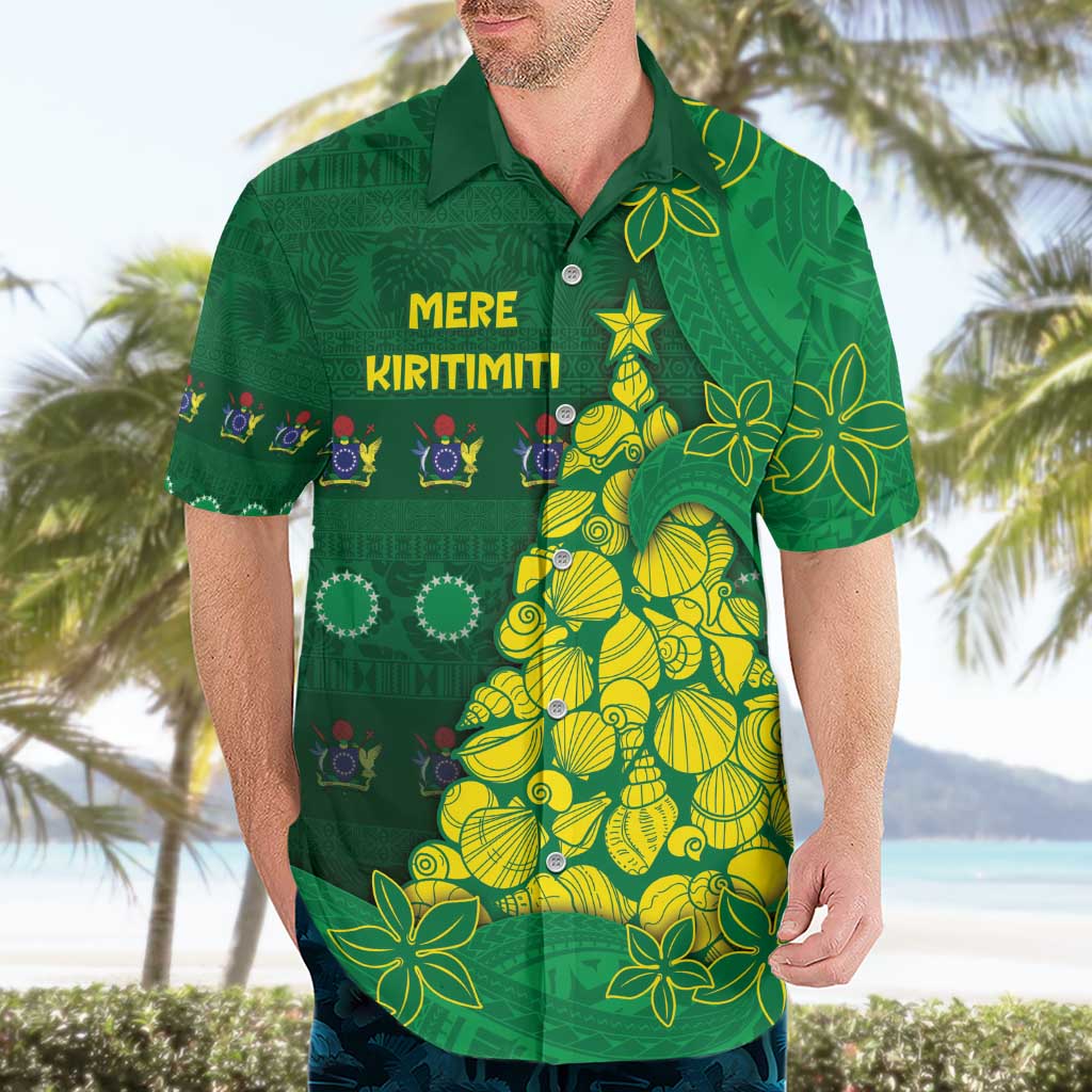 Cook Islands Christmas Hawaiian Shirt Seashell Xmas Tree Tribal Waves - Polynesian Pride