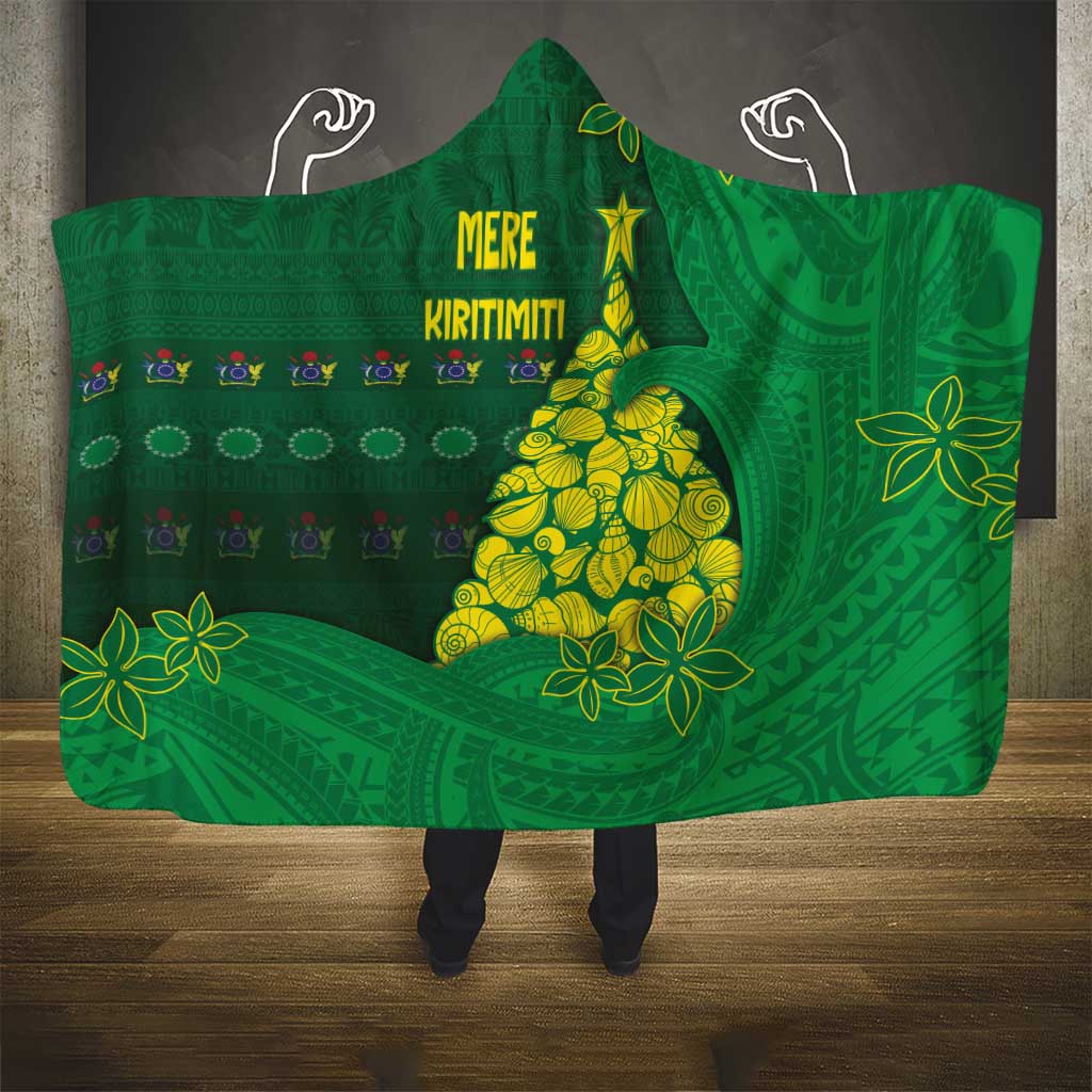 Cook Islands Christmas Hooded Blanket Seashell Xmas Tree Tribal Waves - Polynesian Pride