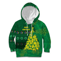 Cook Islands Christmas Kid Hoodie Seashell Xmas Tree Tribal Waves - Polynesian Pride
