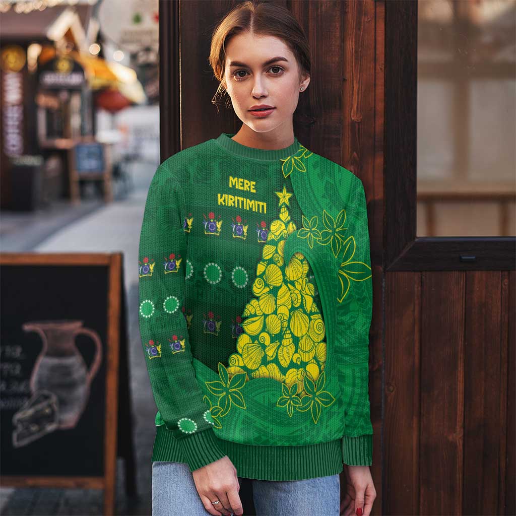 Cook Islands Christmas Ugly Christmas Sweater Seashell Xmas Tree Tribal Waves - Polynesian Pride