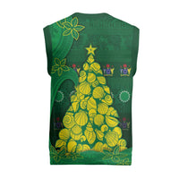 Cook Islands Christmas Knitted V-Neck Vest Seashell Xmas Tree Tribal Waves - Polynesian Pride