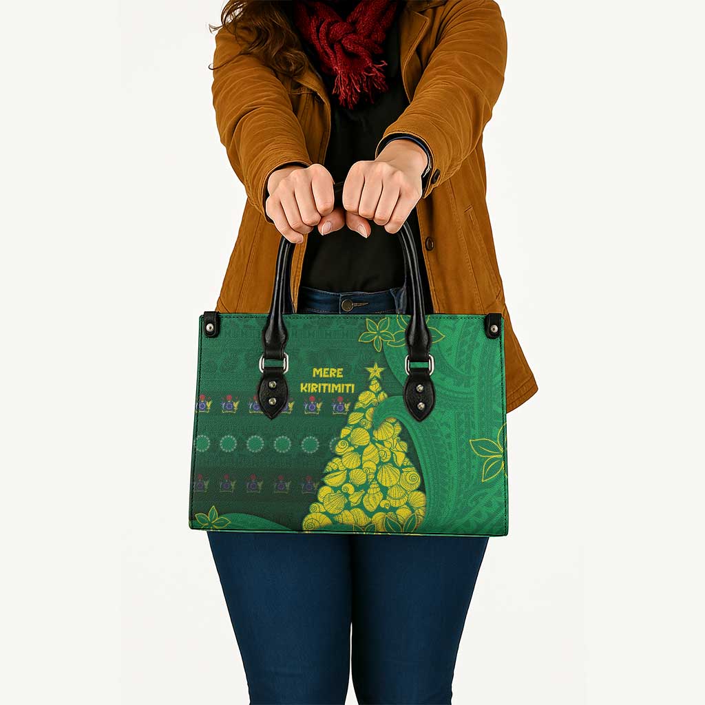 Cook Islands Christmas Leather Bag Seashell Xmas Tree Tribal Waves - Polynesian Pride