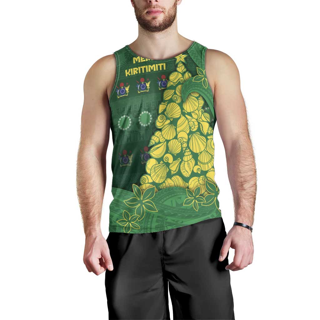 Cook Islands Christmas Men Tank Top Seashell Xmas Tree Tribal Waves - Polynesian Pride