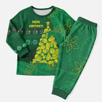 Cook Islands Christmas Pajama Set Seashell Xmas Tree Tribal Waves - Polynesian Pride