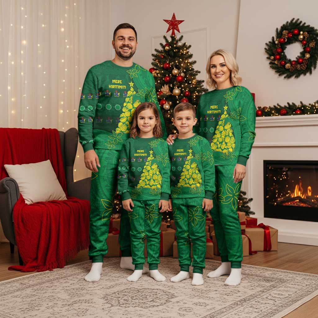 Cook Islands Christmas Pajama Set Seashell Xmas Tree Tribal Waves - Polynesian Pride