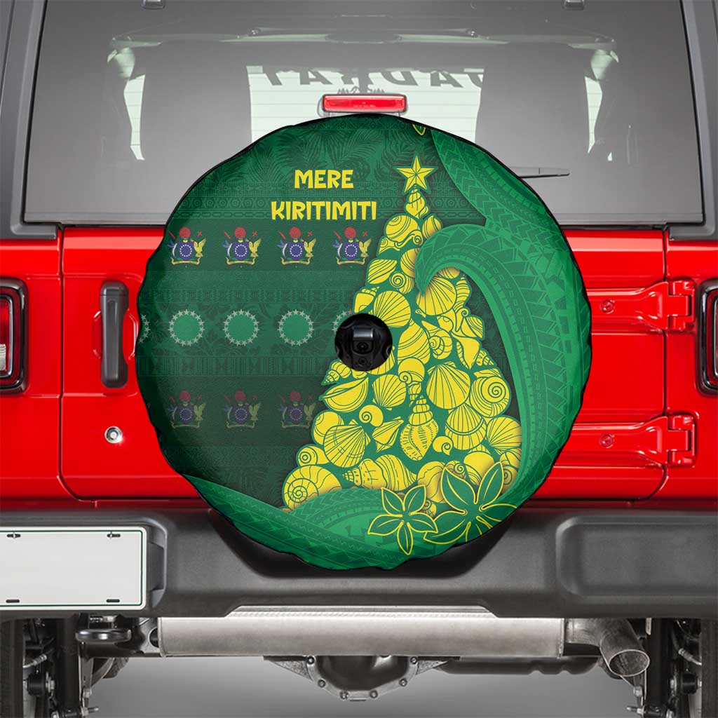 Cook Islands Christmas Spare Tire Cover Seashell Xmas Tree Tribal Waves - Polynesian Pride