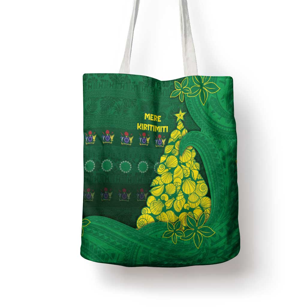 Cook Islands Christmas Tote Bag Seashell Xmas Tree Tribal Waves - Polynesian Pride