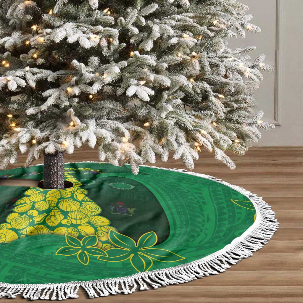 Cook Islands Christmas Tree Skirt Seashell Xmas Tree Tribal Waves - Polynesian Pride