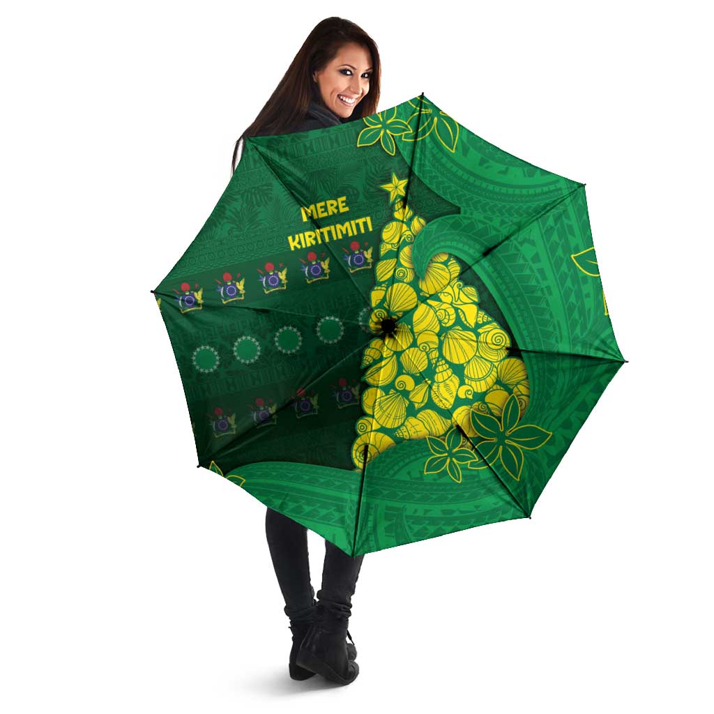 Cook Islands Christmas Umbrella Seashell Xmas Tree Tribal Waves - Polynesian Pride
