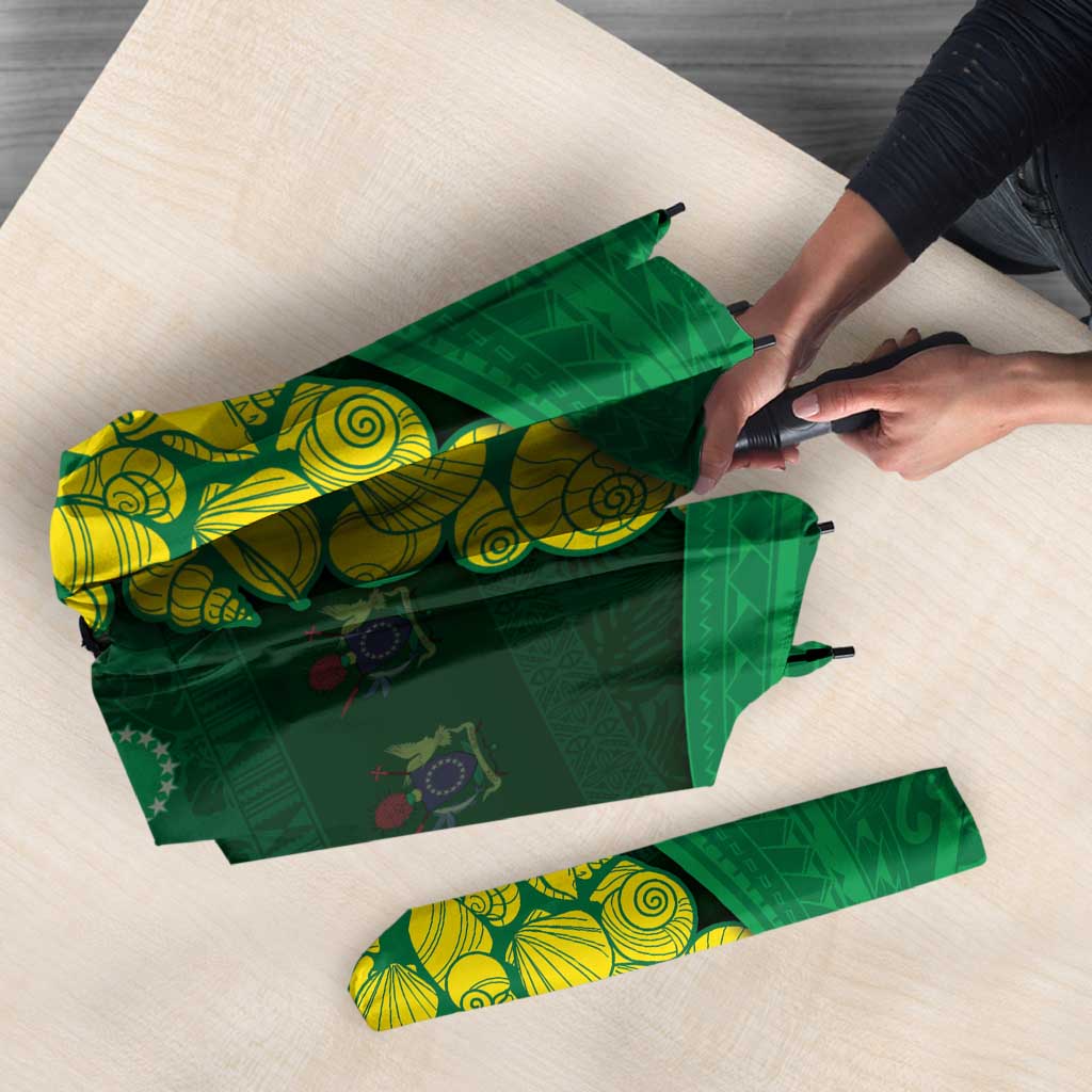 Cook Islands Christmas Umbrella Seashell Xmas Tree Tribal Waves - Polynesian Pride