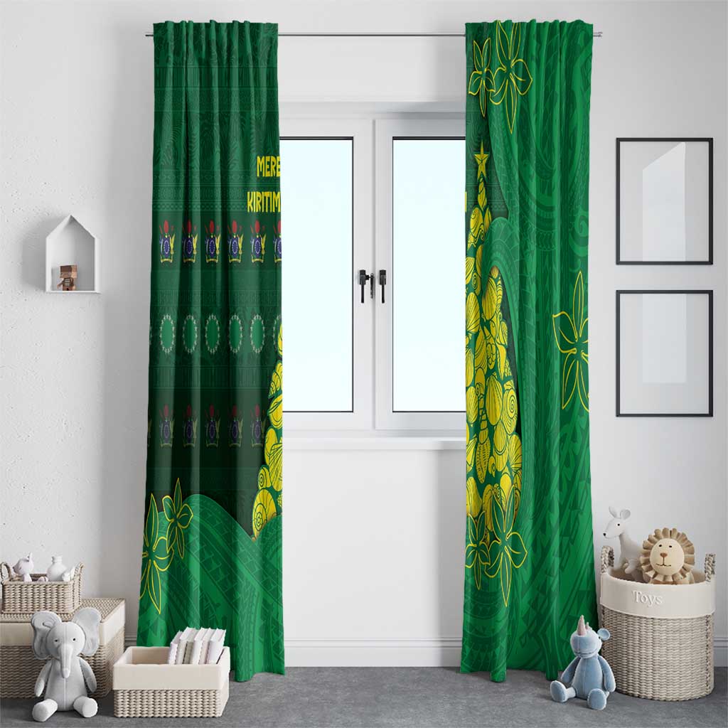 Cook Islands Christmas Window Curtain Seashell Xmas Tree Tribal Waves - Polynesian Pride