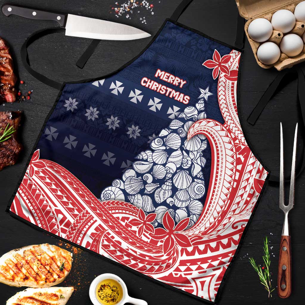 Wallis And Futuna Christmas Apron Seashell Xmas Tree Tribal Waves - Polynesian Pride