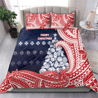 Wallis And Futuna Christmas Bedding Set Seashell Xmas Tree Tribal Waves - Polynesian Pride