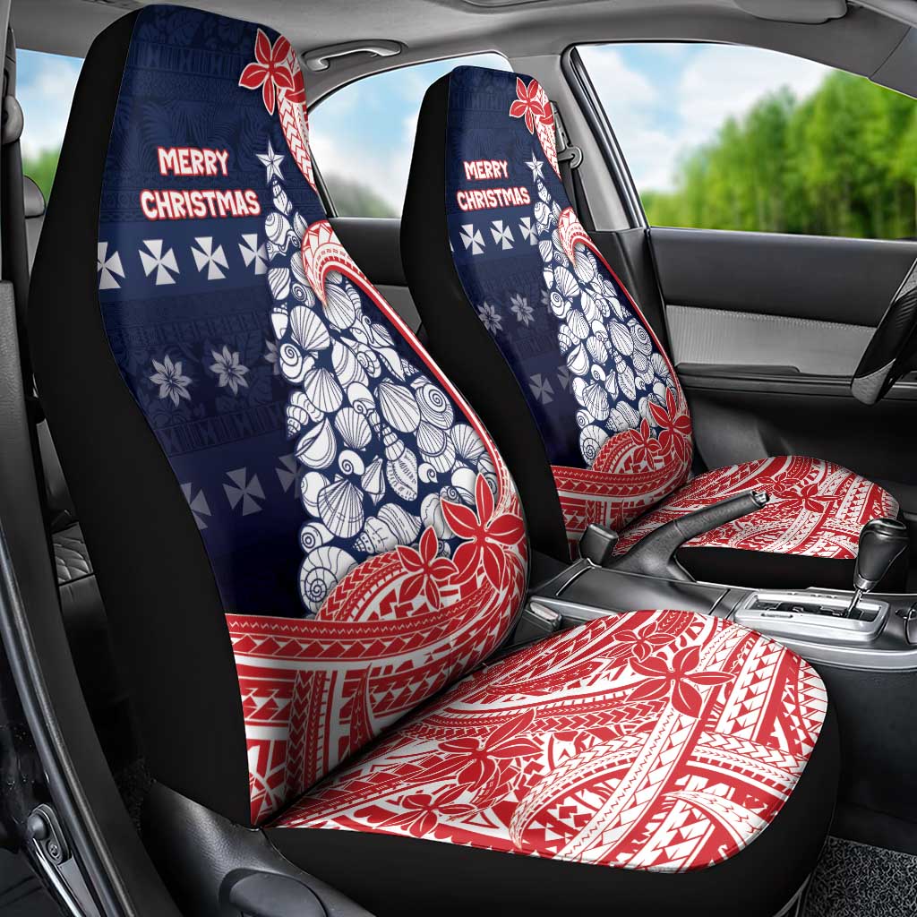 Wallis And Futuna Christmas Car Seat Cover Seashell Xmas Tree Tribal Waves - Polynesian Pride