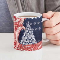 Wallis And Futuna Christmas Ceramic Mug Seashell Xmas Tree Tribal Waves - Polynesian Pride