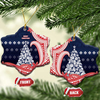 Wallis And Futuna Christmas Ceramic Ornament Seashell Xmas Tree Tribal Waves - Polynesian Pride