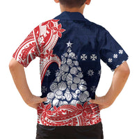 Wallis And Futuna Christmas Family Matching Long Sleeve Bodycon Dress and Hawaiian Shirt Seashell Xmas Tree Tribal Waves - Polynesian Pride