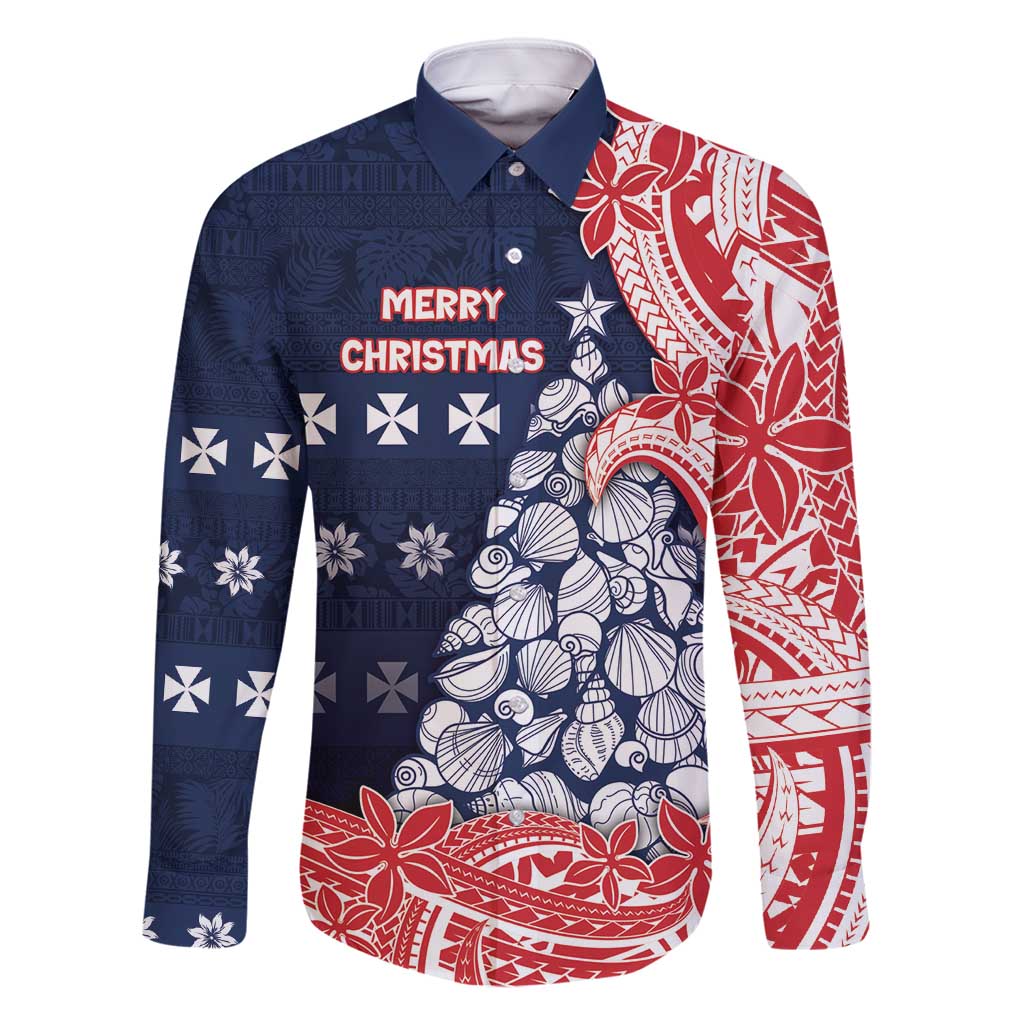 Wallis And Futuna Christmas Family Matching Mermaid Dress and Hawaiian Shirt Seashell Xmas Tree Tribal Waves - Polynesian Pride
