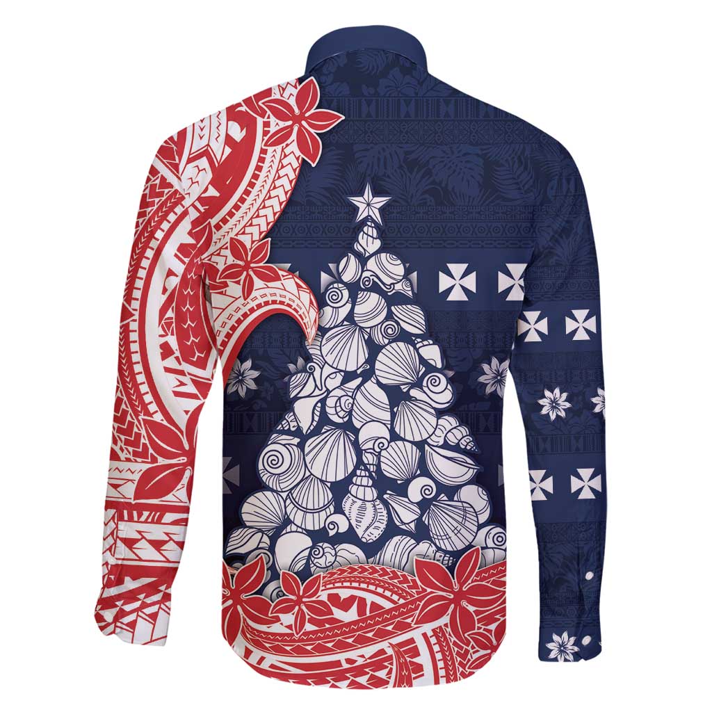 Wallis And Futuna Christmas Family Matching Puletasi and Hawaiian Shirt Seashell Xmas Tree Tribal Waves - Polynesian Pride