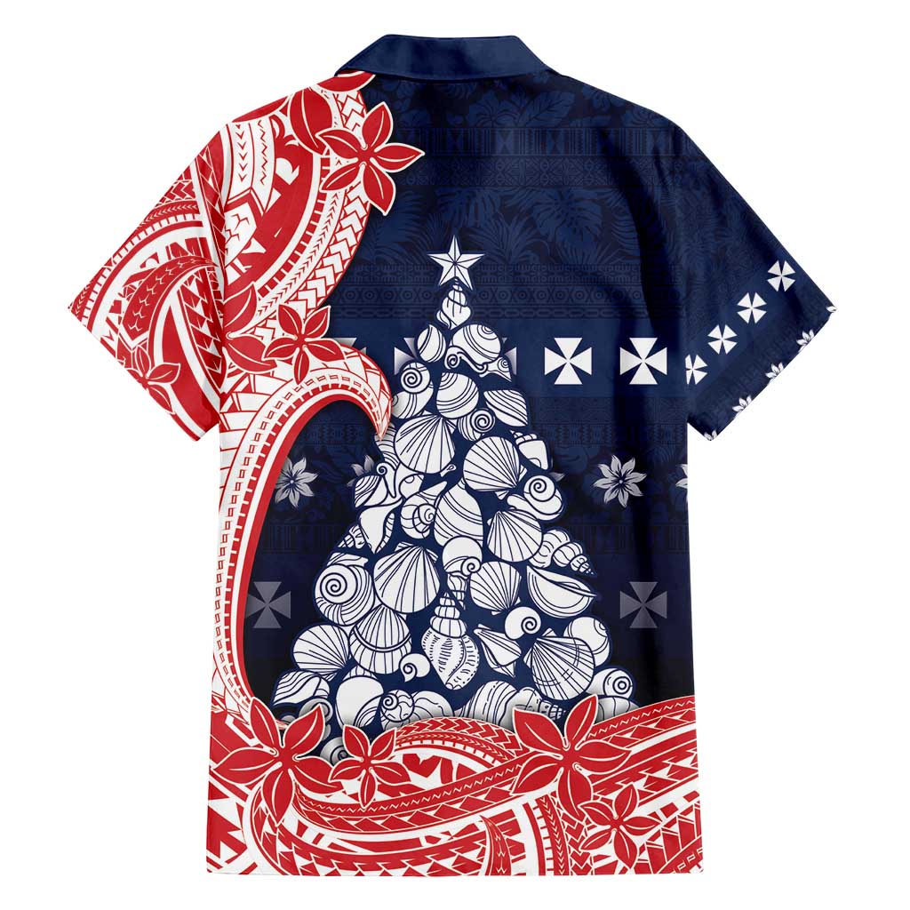 Wallis And Futuna Christmas Family Matching Summer Maxi Dress and Hawaiian Shirt Seashell Xmas Tree Tribal Waves - Polynesian Pride