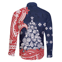 Wallis And Futuna Christmas Family Matching Summer Maxi Dress and Hawaiian Shirt Seashell Xmas Tree Tribal Waves - Polynesian Pride