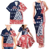 Wallis And Futuna Christmas Family Matching Tank Maxi Dress and Hawaiian Shirt Seashell Xmas Tree Tribal Waves - Polynesian Pride
