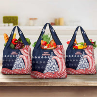 Wallis And Futuna Christmas Grocery Bag Seashell Xmas Tree Tribal Waves - Polynesian Pride