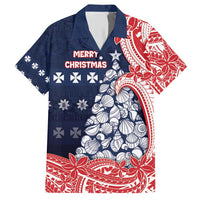 Wallis And Futuna Christmas Hawaiian Shirt Seashell Xmas Tree Tribal Waves - Polynesian Pride