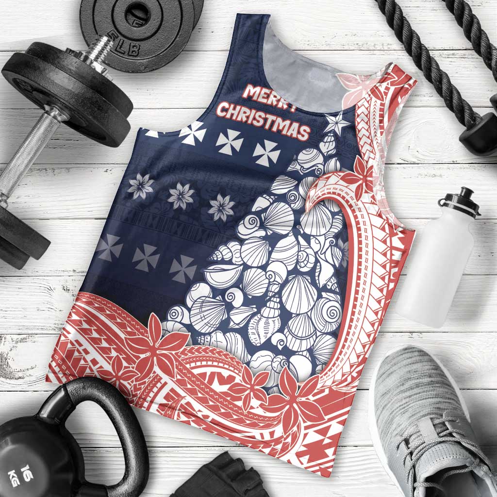 Wallis And Futuna Christmas Men Tank Top Seashell Xmas Tree Tribal Waves - Polynesian Pride