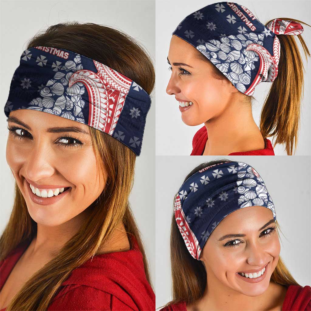 Wallis And Futuna Christmas Neck Gaiter Seashell Xmas Tree Tribal Waves - Polynesian Pride