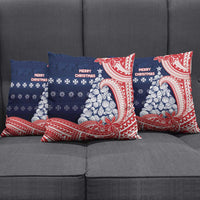 Wallis And Futuna Christmas Pillow Cover Seashell Xmas Tree Tribal Waves - Polynesian Pride