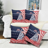 Wallis And Futuna Christmas Pillow Cover Seashell Xmas Tree Tribal Waves - Polynesian Pride